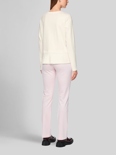 Marc Cain Loose fit shirt met lange mouwen van katoenmix met geplisseerd volantdetail Offwhite - 5