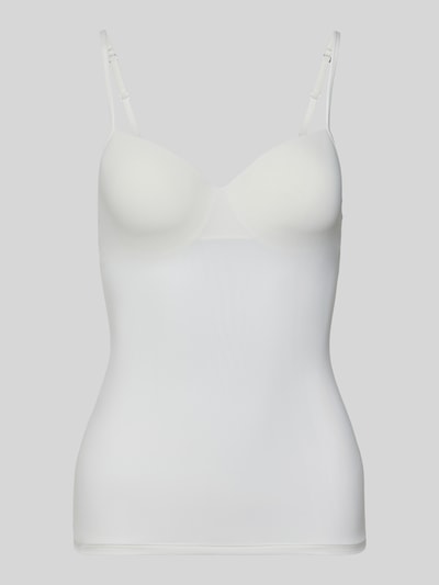 Produktfoto, BH-Top mit gepolsterten, gemoldeten Cups Modell 'ALLURE' von Hanro, weiß, glatte Struktur, Material-Mix mit Stretch-Anteil, körpernahe Passform