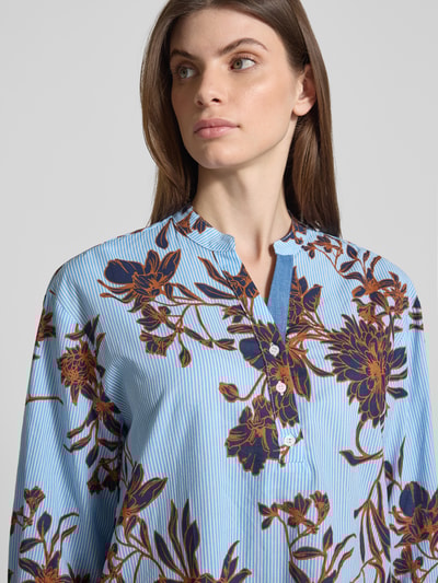 More & More Regular Fit Bluse im Allover-Look mit 3/4-Arm Bleu 3