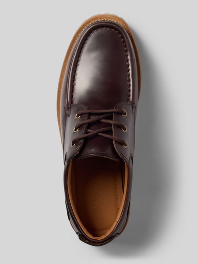Produktfoto, Schnürschuhe aus echtem Leder Modell 'HOLGER' von SELECTED HOMME mit Optik: Unifarben, Glattleder, abgerundete Schuhspitze, Blockabsatz, profiliertem Sohle, Materialverarbeitung: Glattleder, Material: echtes Rindsleder.
