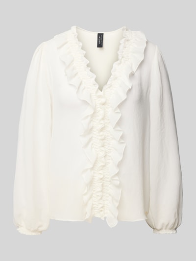 Marc Cain Regular fit blouse met ruches Offwhite - 2