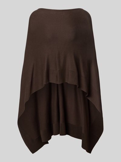 Produktfoto, Relaxed Fit Poncho aus Viskose-Mix in Tricotlook von comma in donkerbruin met verlengde achterkant, ruglengte bij maat 1: 57 cm.