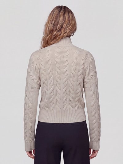 Max Mara Studio Pullover aus Wolle Kaschmir mit Zopfmuster Beige Melange 5