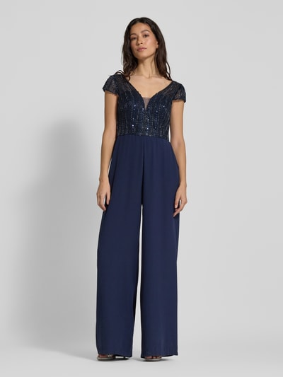 Hey Kyla Jumpsuit mit Ziersteinbesatz Dunkelblau 4