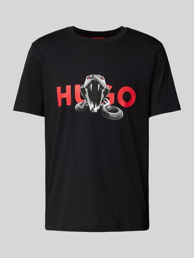 HUGO T-Shirt mit Label-Print Modell 'Deyladec' Black 2