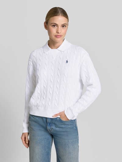 Polo Ralph Lauren Regular Fit Pullover mit Polokragen Weiss 4