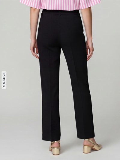 Raffaello Rossi Regular fit barrel leg broek van viscosemix model 'Miley Buttons' Zwart - 5