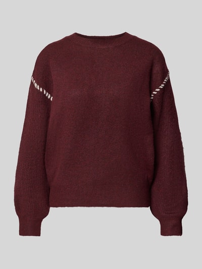 FREE/QUENT Strickpullover mit Rundhalsausschnitt Modell 'Kinlock' Bordeaux 2