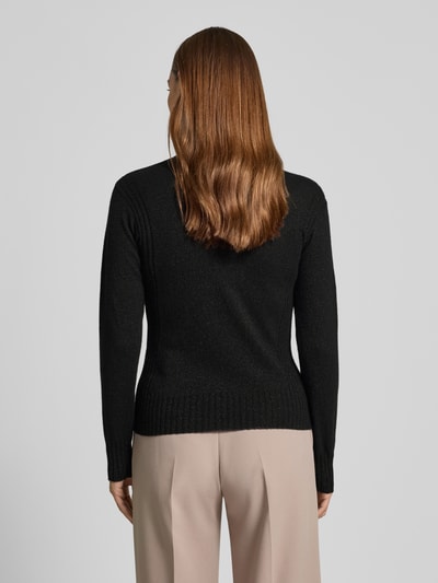 ARMANI EXCHANGE Sweter z wywijanym kołnierzem o kroju slim fit z domieszką kaszmiru Czarny 5