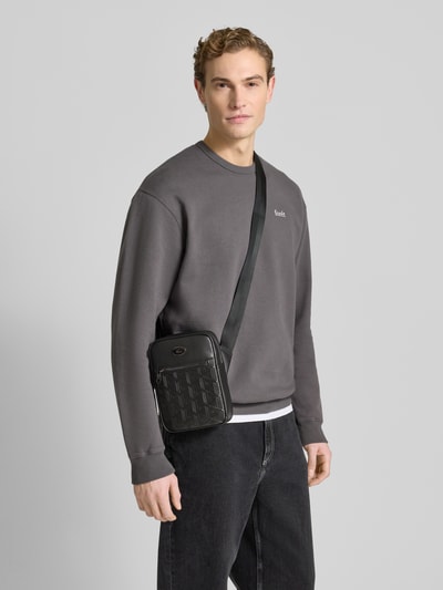 Lacoste Schoudertas met structuurmotief, model 'CROSSOVER BAG' Zwart - 1
