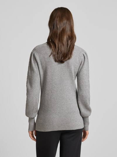 Soyaconcept Strickpullover mit gerippten Abschlüssen Modell 'KANITA' Mittelgrau Melange 5