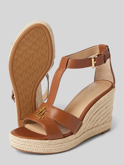 Lauren Ralph Lauren Espadrilles met labelapplicatie, model 'HALE' Cognac - 3