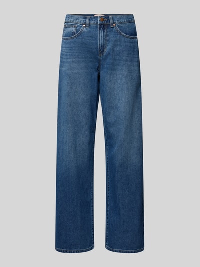 Produktfoto, Wide Leg Jeans aus reiner Baumwolle Modell 'HOPE' von Only in klassischem Blau, 5-Pocket-Design mit Label Patch, Nieten und Gürtelschlaufen, Denim-Struktur, High-Waist-Passform.