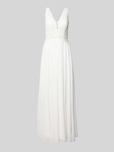 Mascara Avondjurk met kant en V-hals Ecru - 2