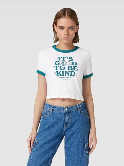 Tommy Jeans T-shirt krótki z nadrukiem z napisem Biały 4