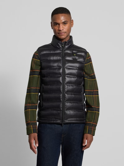 Blauer Usa Steppweste mit Stehkragen und Zweiwege-Reißverschluss Black 4