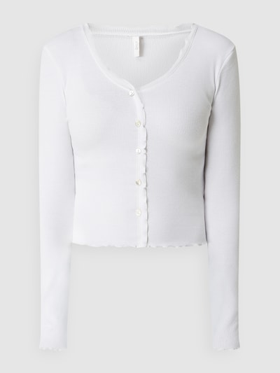 Only Cropped Longsleeve mit Muschelsaum Modell 'Laila' Offwhite 2