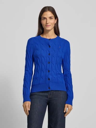 Tommy Hilfiger Regular Fit Strickjacke aus reiner Wolle mit Zopf-Muster Royal 4