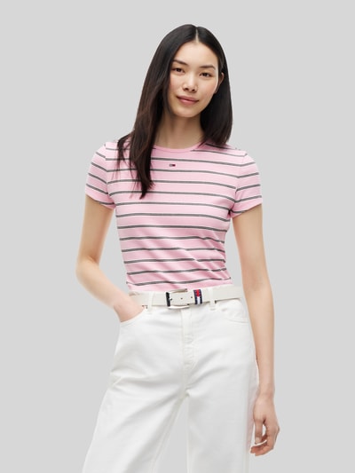 Tommy Jeans Slim Fit T-Shirt aus Baumwoll-Mix  Rosa 4