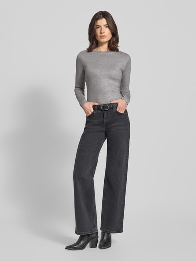 Vila Bluzka z długim rękawem o kroju slim fit z mieszanki wiskozy model ‘Eleinas’ Srebrny 1