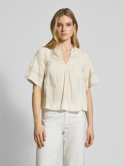 Neo Noir Relaxed Fit Bluse mit Häkelspitze Modell 'Siama' Beige 4