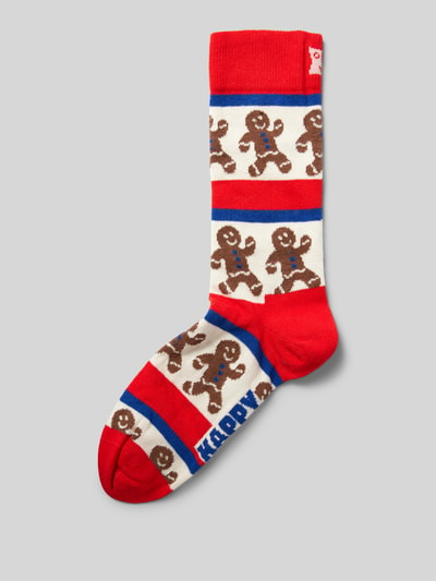 Happy Socks Skarpety z wyhaftowanym logo model ‘Gingerbread’ Czerwony 1