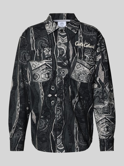 CARLO COLUCCI Loose Fit Hemdjacke mit Label-Stitching Black 2