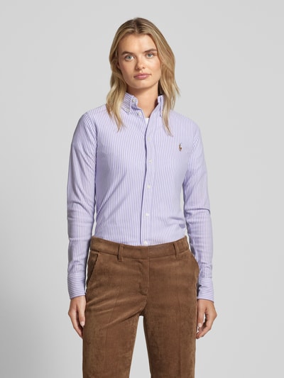 Polo Ralph Lauren Regular fit overhemdblouse met logostitching Paars - 4