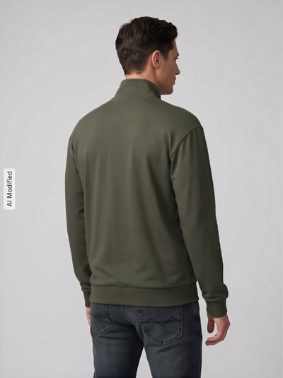 HUGO Regular Fit Sweatjacke aus Baumwoll-Mix Modell 'Laze Zip Jacket' Oliv 5