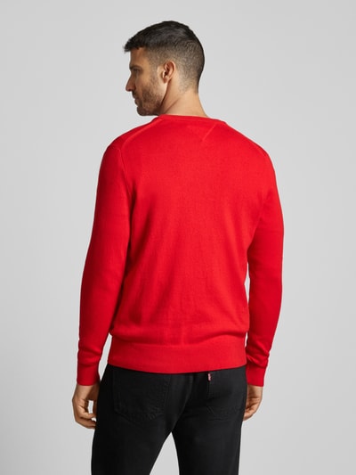 Tommy Hilfiger Strickpullover mit Logo-Stitching Modell 'PIMA' Rot 5