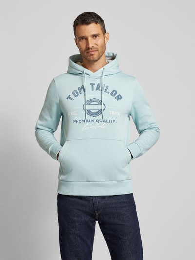 Tom Tailor Regular fit hoodie van katoenmix met logoprint Mintgroen - 4