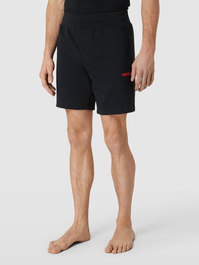 HUGO Regular Fit Sweatshorts mit Label-Print Black 4