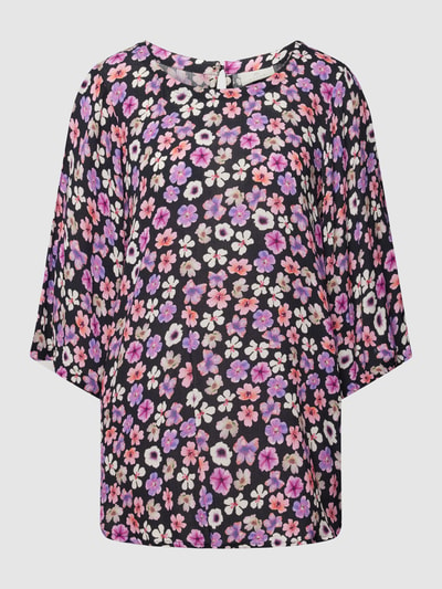 Kaffe Blouse met all-over bloemenmotief, model 'Tara' Zwart - 2