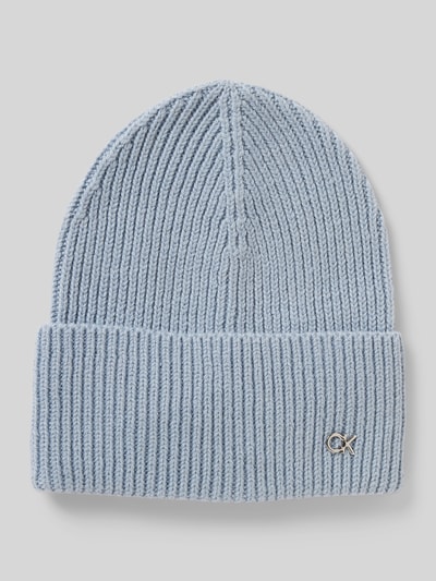 CK Calvin Klein Czapka beanie z mieszanki wełny i kaszmiru z aplikacją z logo Jasnoniebieski 1