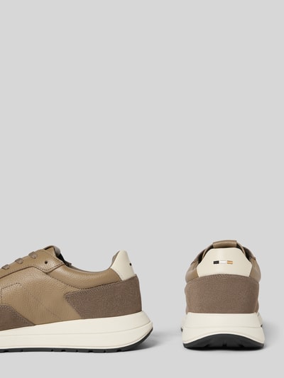 BOSS Lage sneakers van echt leer, model 'VINSTON' Taupe - 2