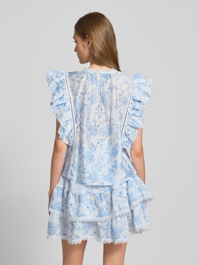Gina Tricot Blusenshirt mit Volantärmel Hellblau 5