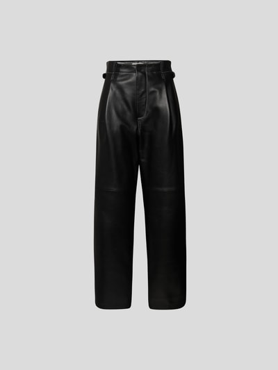The Mannei Lederhose mit Label-Details Schwarz 2