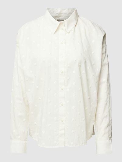 Tom Tailor Denim Bluse in unifarbenem Design mit Strukturmuster Offwhite 2