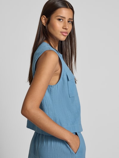 JAKE*S STUDIO WOMAN Regular fit blousetop met klepzakken op de borst IJsblauw - 3