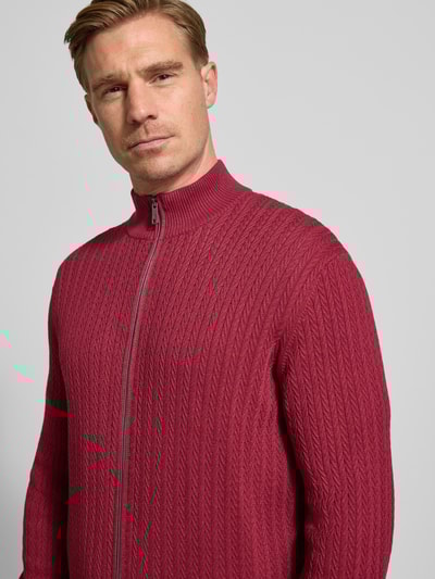 Christian Berg Men Gebreid jack met ritssluiting  Donkerrood gemêleerd - 3