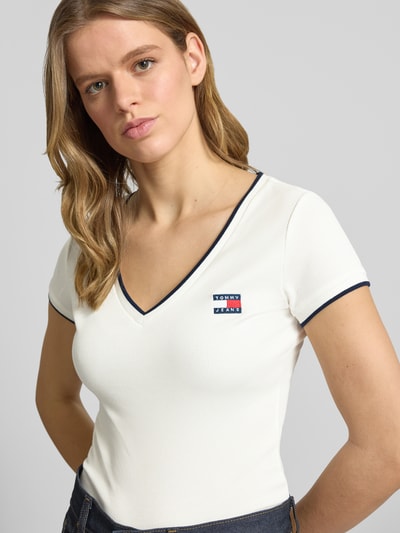 Tommy Jeans Slim fit T-shirt van katoenmix Wit - 3