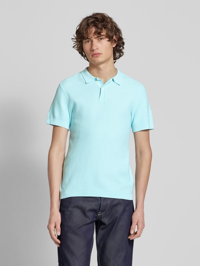 Blend Regular Fit Poloshirt mit gerippten Abschlüssen Modell 'AIDEN' Hellblau 4