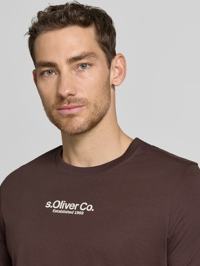 s.Oliver RED LABEL regular fit T-shirt van puur katoen Chocoladebruin - 3