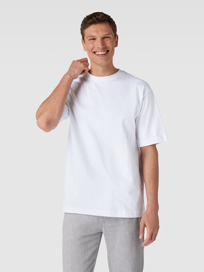 Tom Tailor Loose Fit T-Shirt mit geripptem Rundhalsausschnitt Weiss 4