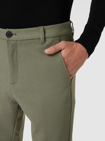 Lindbergh Slim fit stoffen broek met steekzakken  Olijfgroen - 3