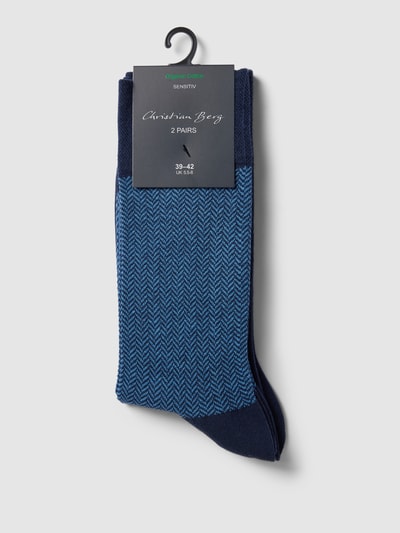 Christian Berg Men Socken im 2er-Pack mit Label-Detail Dunkelblau 3