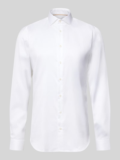 Produktfoto, biała koszula o kroju slim fit z bardzo długim rękawem, gładka faktura, Slim Fit Businesshemd mit extra langem Arm von Jake*s