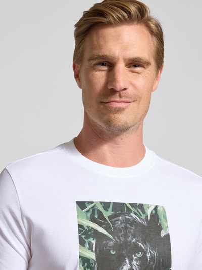 BOSS Orange Regular fit T-shirt van puur katoen, model 'ANIMALI' Wit - 3