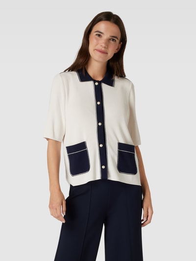 Jake*s Collection Poloshirt aus Viskose-Mix mit Knopfleiste Ecru 4