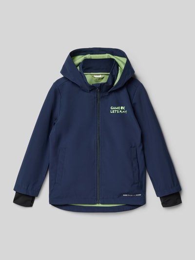 Productfoto, Regular Fit Softshell-Jacke mit Kapuze van s.Oliver RED LABEL voor kinderen, look: effen, materiaalverwerking: fleece, capuchon, opstaande kraag, ritssluiting, labelprint, lange mouwen met storm cuffs en duimgaten, asymmetrische afgeronde rompzoom, zijsteekzakken